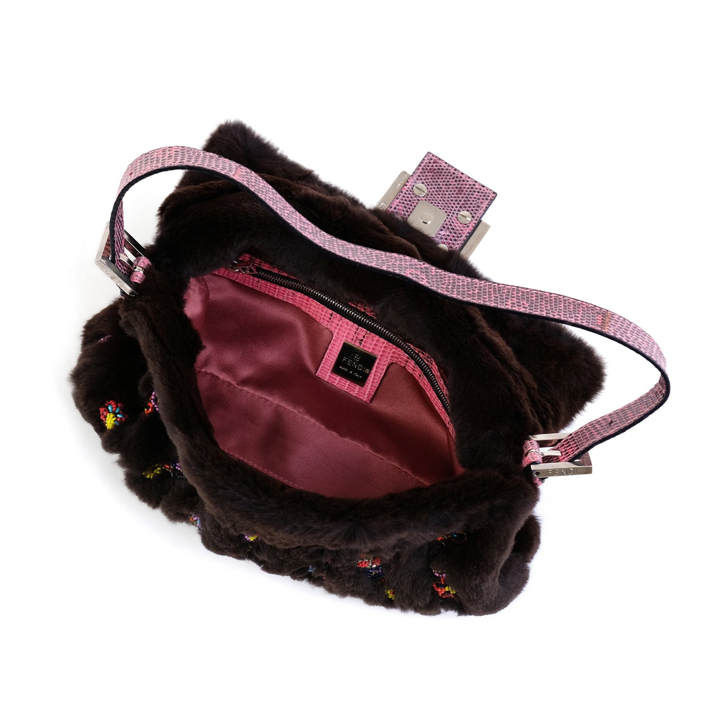 Fendi FW1999 Beaded Fur Baguette Bag
