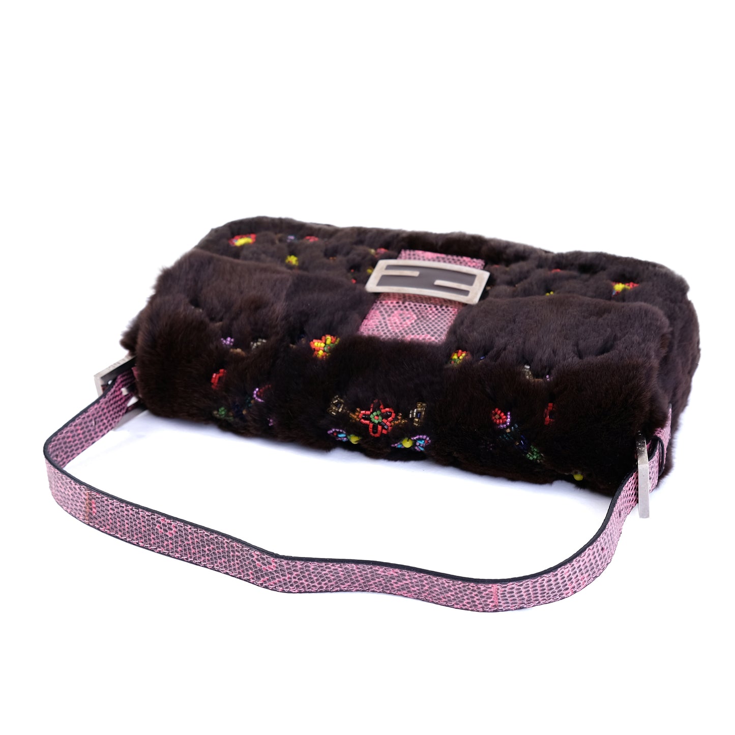 Fendi FW1999 Beaded Fur Baguette Bag