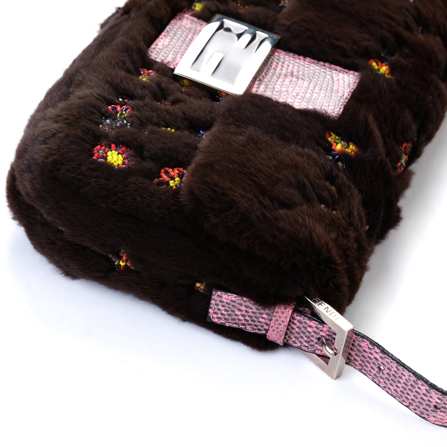 Fendi FW1999 Beaded Fur Baguette Bag