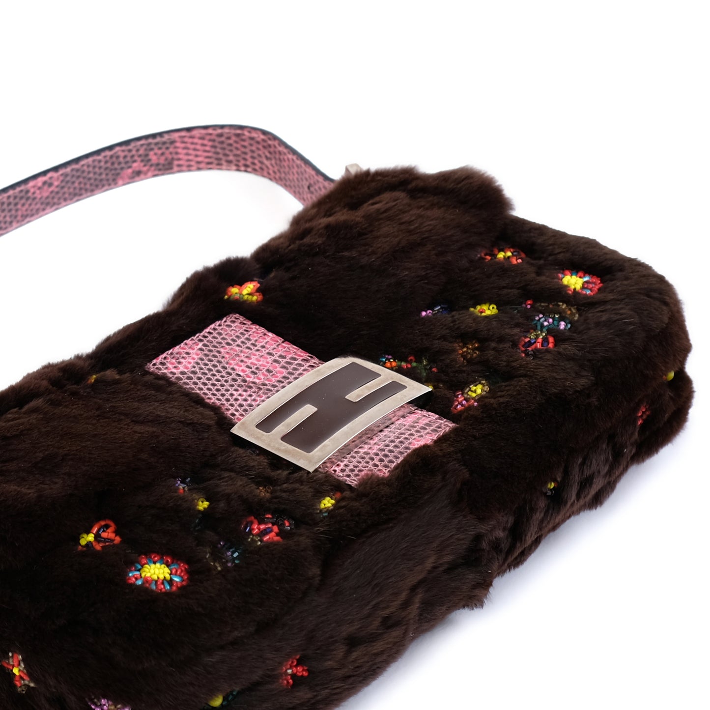 Fendi FW1999 Beaded Fur Baguette Bag