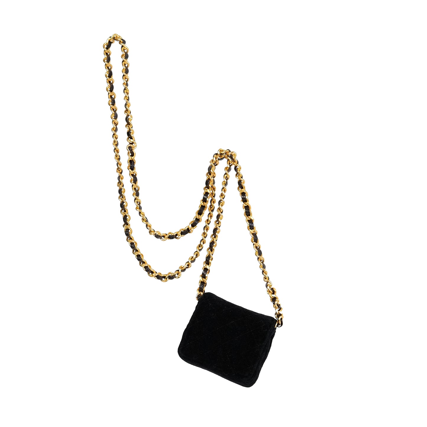 Chanel 1987 Classic Flap Micro Mini Velvet Handbag Necklace