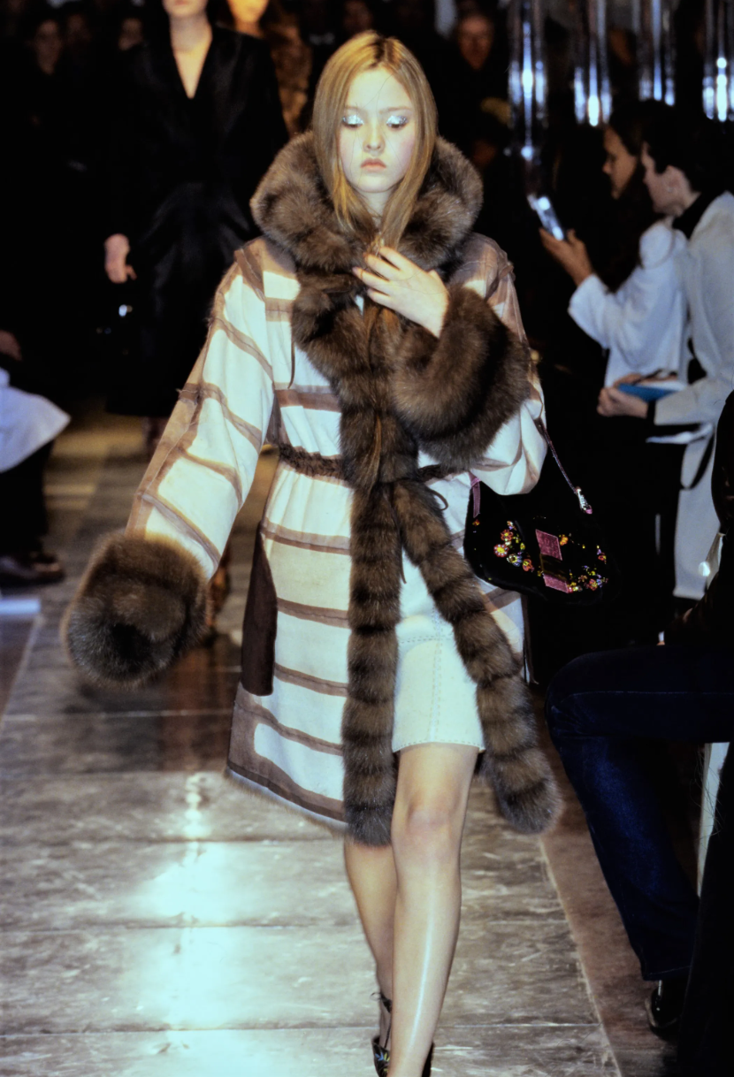 Fendi FW1999 Beaded Fur Baguette Bag