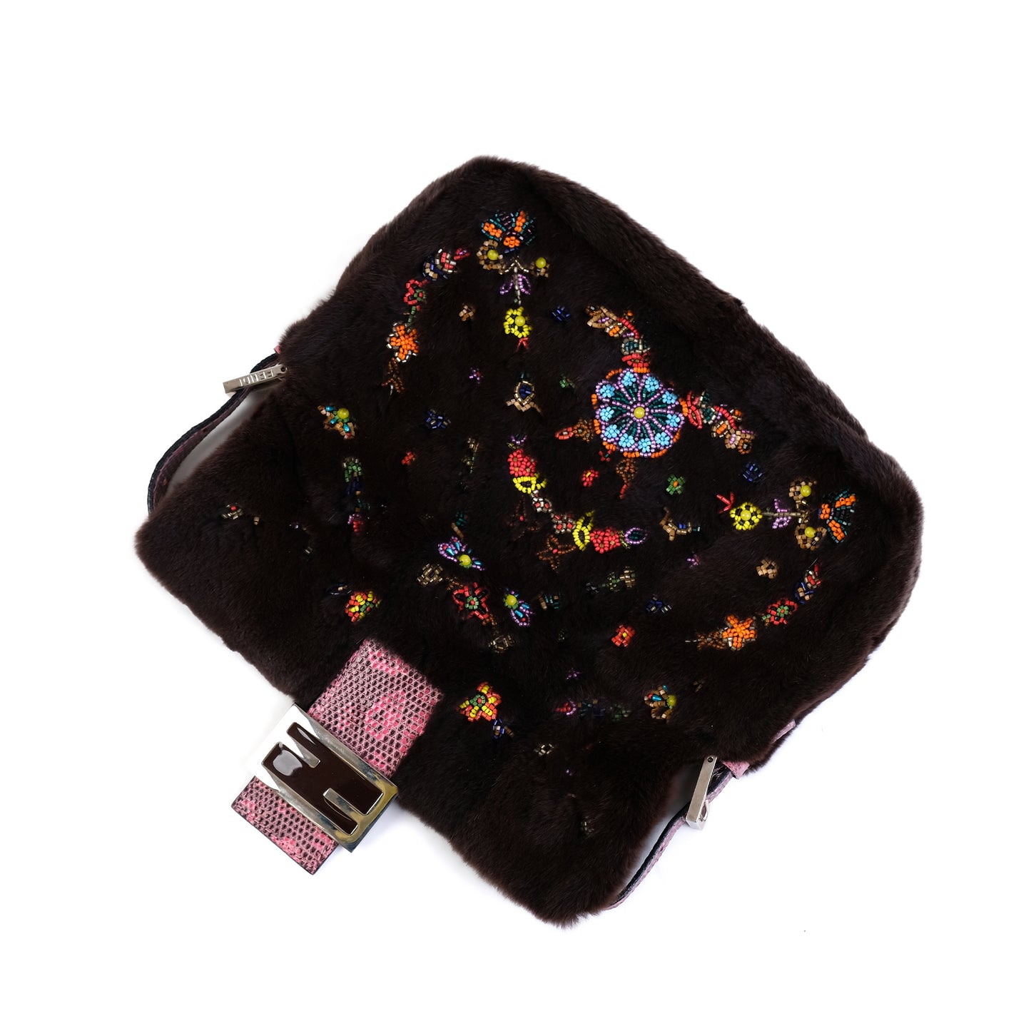 Fendi FW1999 Beaded Fur Baguette Bag
