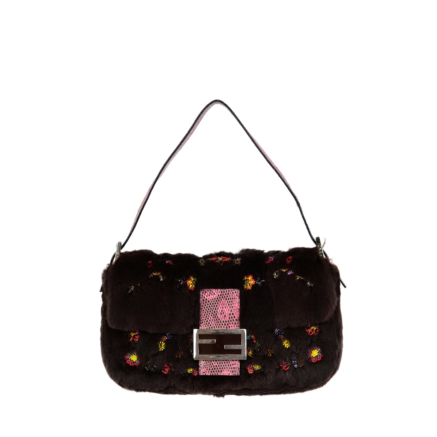 Fendi FW1999 Beaded Fur Baguette Bag
