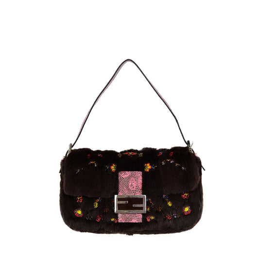 Fendi FW1999 Beaded Fur Baguette Bag
